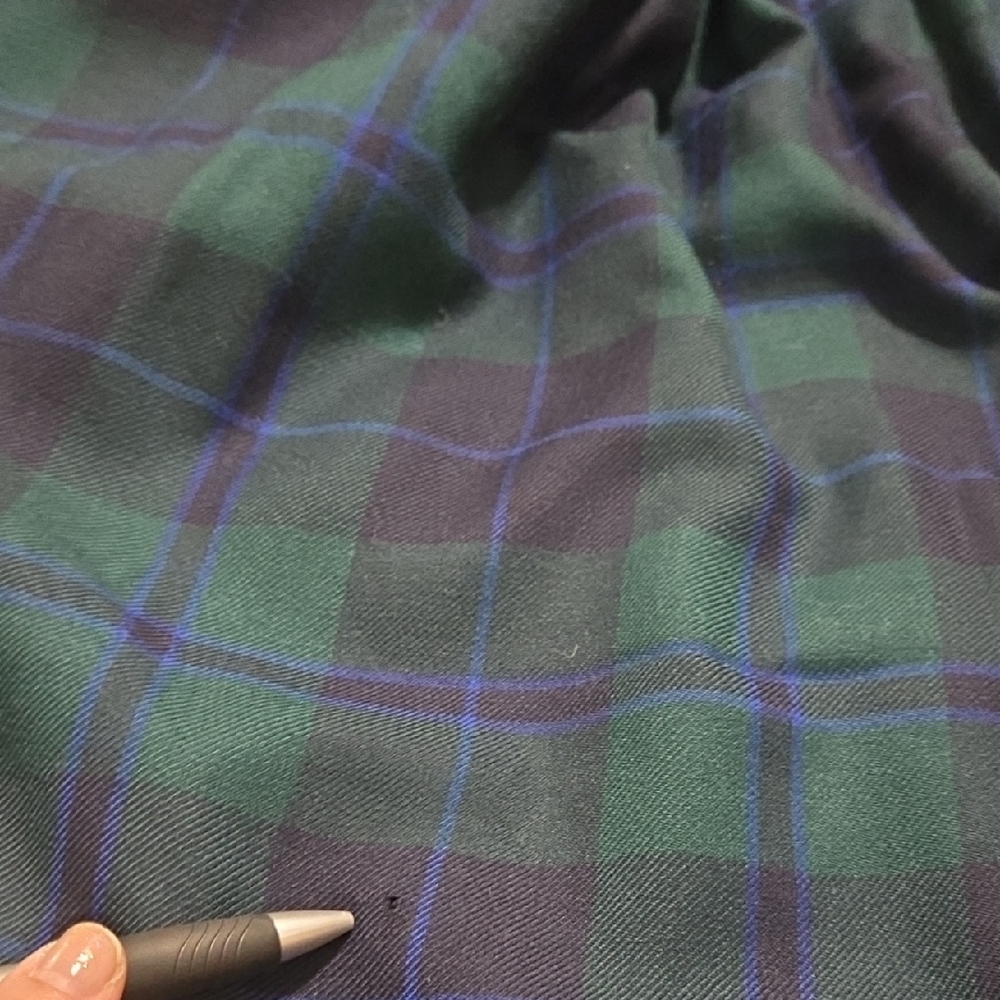 Vintage 90s Plaid Wool Midi Skirt Size 12 Green Tartan Button Front - Picture 11 of 11